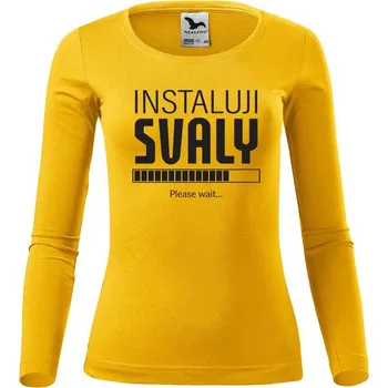 Dámské tričko DOBRÝ TRIKO Dámské bavlněné triko Instaluji svaly Velikost: L, Barva: Žlutá