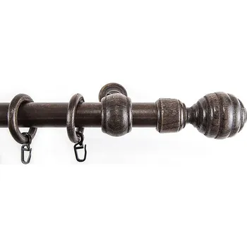 Garnýž Záclonová tyč s háčky Granát 160 cm, tmavé dřevo