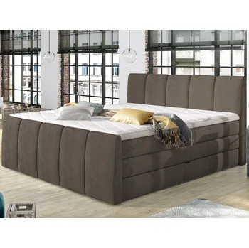 Postel Postel boxspring Fresco 180x200 cm, světle hnědá látka