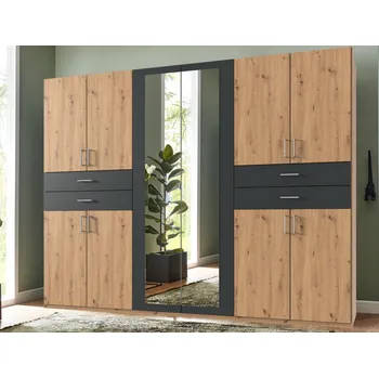 Šatní skříň ASKO - NÁBYTEK Taiga | Šatní skříň 270 cm Dub artisan/Grafit