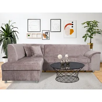 Sedací souprava Rohová sedací souprava Bernett, růžová látka, levý roh