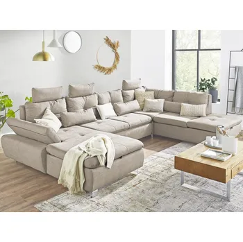 Sedací souprava Sedací souprava Madeira 3A, světle béžová látka, tvar pravé U