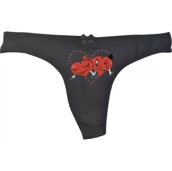 Kalhotky Srdíčka - Vtipné kalhotky XXL tanga_černá