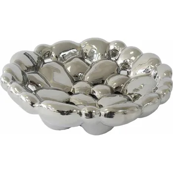 Dekorativní mísa lesklá stříbrná, 36x10 cm