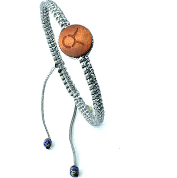 Náramek WUX Macrame znamení Býk VELIKOST NÁRAMKU: Dámská...16cm, BARVA PROVÁZKU: Modrá, PRŮMĚR PROVÁZKU: Ø 2mm