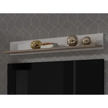 police Nástěnná police Linate, bílý lesk/dub, 150 cm