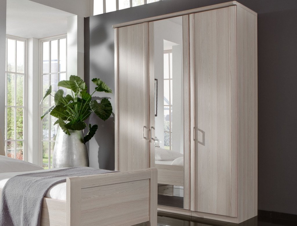 Šatní skříň se zrcadlem Luxor, 150 cm, polární modřín