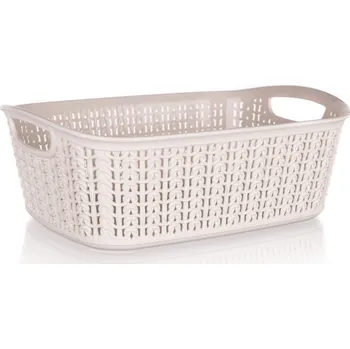 Úložný box Úložný košík 3 l, krémový, ratanový vzhled