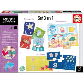 Desková hra Naučná hra 3v1 Multi Educa Učíme se abecedu čísla a roční období s obrázky 149 dílů ve španělštině
