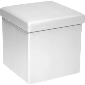 Taburet Čtvercový taburet Rico, bílá ekokůže