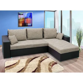 Sedací souprava Rohová sedací souprava Samba II, hnědá ekokůže/cappuccino tkanina