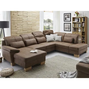 Sedací souprava Sedací souprava Garland, tvar U, hnědá látka, bez funkcí