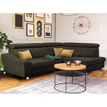 Sedací souprava Rohová sedací souprava Brico, šedo-hnědá látka, pravý roh