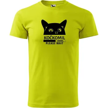Pánská móda DOBRÝ TRIKO Pánské tričko s potiskem Kočkomil loading Velikost: S, Barva: Limetková