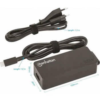 Adaptér k notebooku Manhattan Napájení MANHATTAN USB-C Laptop-Netzteil 65 W černý napájecí zdroj pro notebook