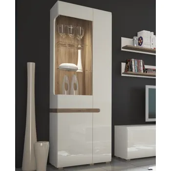 Knihovna Vysoká vitrína Linate, bílý lesk/dub, levá