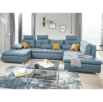 Sedací souprava Sedací souprava Madeira 3A, tyrkysová látka, tvar pravé U