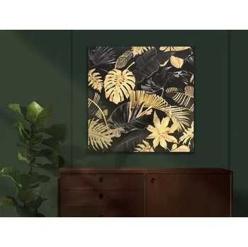 Obraz Obraz na plátně Černozlaté tropické listy, 80x80 cm