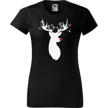 DOBRÝ TRIKO Dámské tričko s vánočním potiskem jelen Barva: Růžová, Velikost: XL