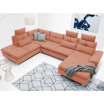 Sedací souprava Sedací souprava Madeira 3B, lososová látka, tvar levé U