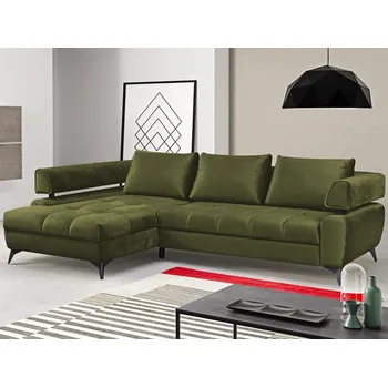 Sedací souprava Rohová sedací souprava Paris, mechová zelená látka, levý roh