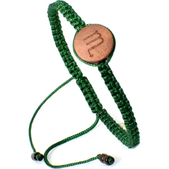 Náramek WUX Macrame znamení Štír VELIKOST NÁRAMKU: Pánská....18cm, BARVA PROVÁZKU: Zelená Tmavá, PRŮMĚR PROVÁZKU: Ø 1mm