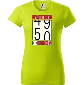 Dámské oblečení DOBRÝ TRIKO Dámské tričko s potiskem Věkometr 50 Barva: Limetková, Velikost: XS