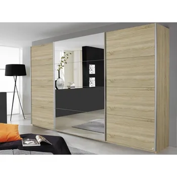 Šatní skříň ASKO - NÁBYTEK Quadra | Šatní skříň 315 cm dub sonoma/zrcadlo