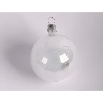 Vánoce Vánoční ozdoba Koule s peřím, transparentní, sklo, 6 cm