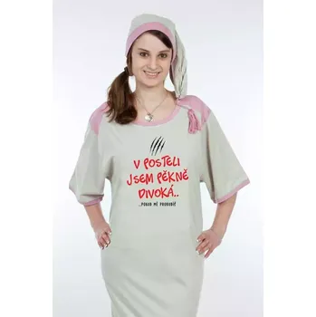 Dámská noční košile V posteli jsem pěkně divoká - Vtipná dámská noční košile Lady XXL melír