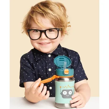 Sport SKIPHOP Láhev na vodu Spark Style z nerezové oceli s brčkem Robot 12m+ 9x10x22 zelená