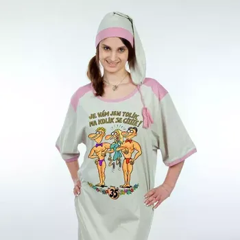 Žertovný předmět Noční košile - Je vám jen tolik na kolik se cítíte - výročí žena 35 XXL melír
