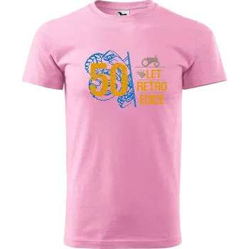 Pánské tričko DOBRÝ TRIKO Pánské tričko s potiskem Retro edice traktor Velikost: 2XL, Barva: Růžová