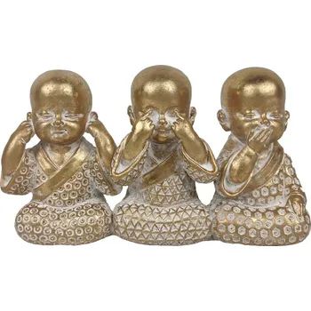 Dekorační soška Tři Buddhové 16 cm, zlatá