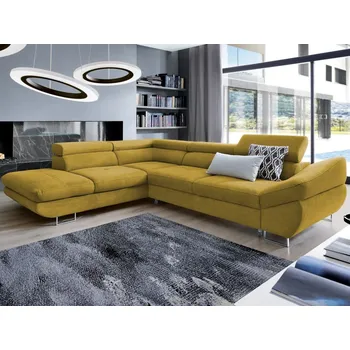 Sedací souprava Rohová sedací souprava Fabio, žlutá látka, levý roh