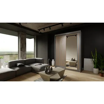 Šatní skříň FALCO Šatní skříň s lamelami Regina 150 šedá/votan