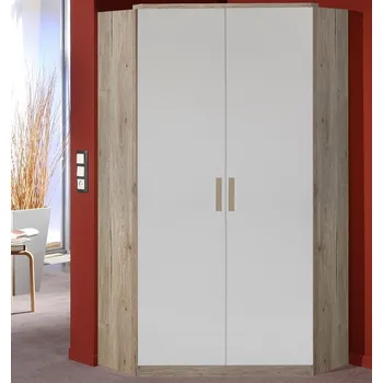 Šatní skříň Rohová šatní skříň Cariba, dub san remo/bílá