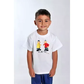 Žertovný předmět Gesto - Tričko dětské Pat a Mat 110 bílá