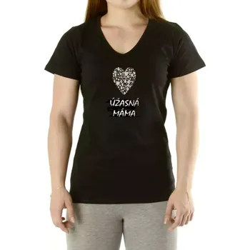Dámské tričko Dámské vtipné tričko - Úžasná máma - volný střih XXL černá