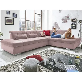 Sedací souprava Rohová sedací souprava Spotlight, růžová látka, pravý roh, bez funkcí