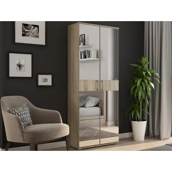 Šatní skříň Víceúčelová policová skříň se zrcadlem Nitro, dub sonoma