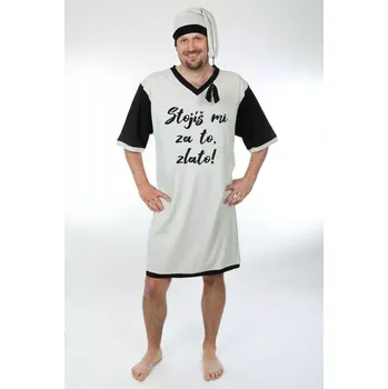 Pánská noční košile Stojíš mi za to - Vtipná pánská noční košile Gentleman - M šedá