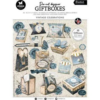 Výtvarný papír Studio Light DIY Dárkové krabičky Studio Light, A4, 12 l. - Vintage