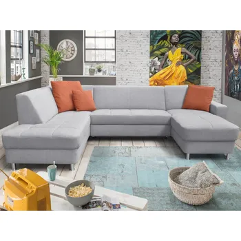 Sedací souprava Sedací souprava 7433, světle šedá látka, tvar levé U, bez funkcí