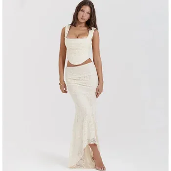 Letní večerní set top s korzetem a dlouhá sukně Barva: Barevná, Velikost: L