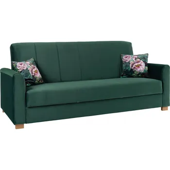 Sedací souprava Pohovka Silia Clic-Clac s rozkladem, úložným prostorem a čalouněnými zády, z bukového dřeva