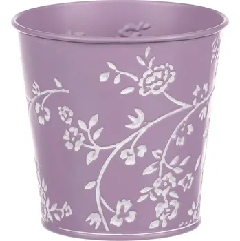 Květináč Obal na květináč fialový s bílými růžemi, 11 cm