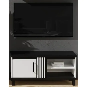 Televizní stolek TV stolek 110 ND-12 Nadia bílá / černý mat, 112 cm