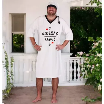 Dámská noční košile Slušňák - Rebel - Noční košile bílá s čepičkou XXXL bílá