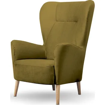 Křeslo Křeslo Next, mechová zelená látka/nohy přírodní dub